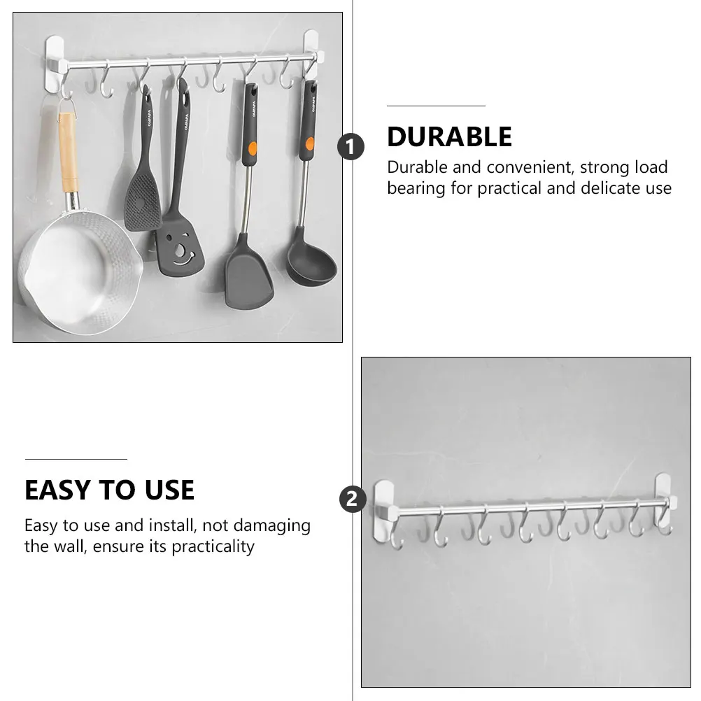1pc Kitchen Rail Silver Aluminum Wall Mounted Hooks Racks Bath Kitchen Storage Punching Free Movable Household
1pc Kitchen Rail Silver Aluminum Wall Mounted Hooks Racks Bath Kitchen Storage Punching Free Movable Household