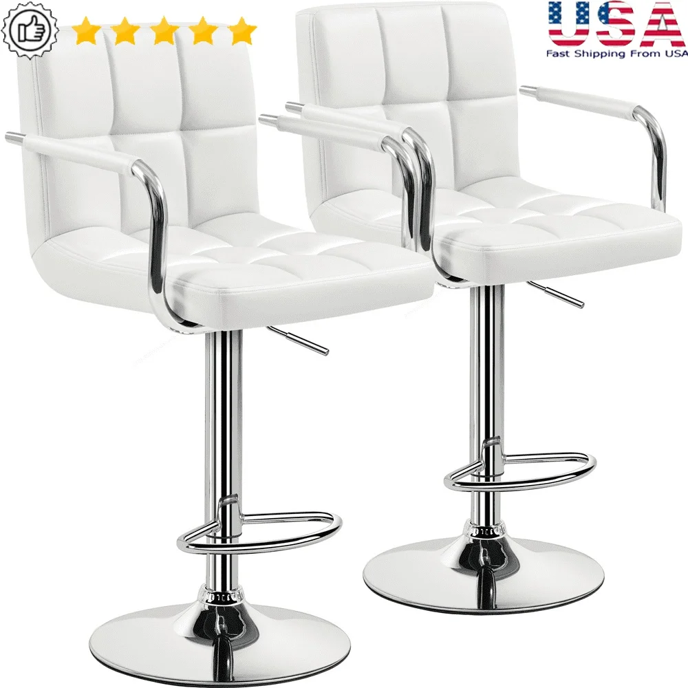 Adjustable Swivel Bar Stools Set of 2 Modern Faux Leather High Quality Seating Comfortable Footrest Armrests Home Kitchen Office
Adjustable Swivel Bar Stools Set of 2 Modern Faux Leather High Quality Seating Comfortable Footrest Armrests Home Kitchen Office
