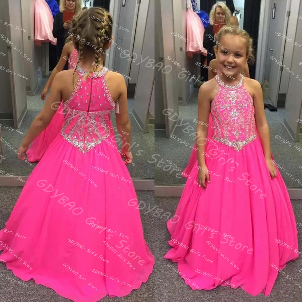 Hot Pink Pageant Dress Crystals Beaded Chiffon Long Kids Flower Girl Dress for Wedding Halter Customized Birthday Party Gowns
Hot Pink Pageant Dress Crystals Beaded Chiffon Long Kids Flower Girl Dress for Wedding Halter Customized Birthday Party Gowns