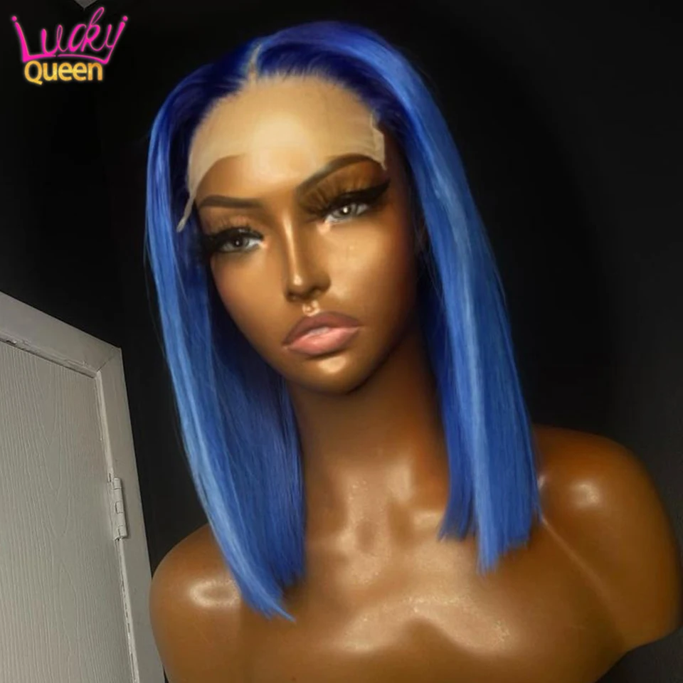 180 Density 13x4 Blue Straight Bob Wigs Human Hair Straight Transparent Lace Front Bob Wigs Human Hair For Women Pre Plucked
180 Density 13x4 Blue Straight Bob Wigs Human Hair Straight Transparent Lace Front Bob Wigs Human Hair For Women Pre Plucked