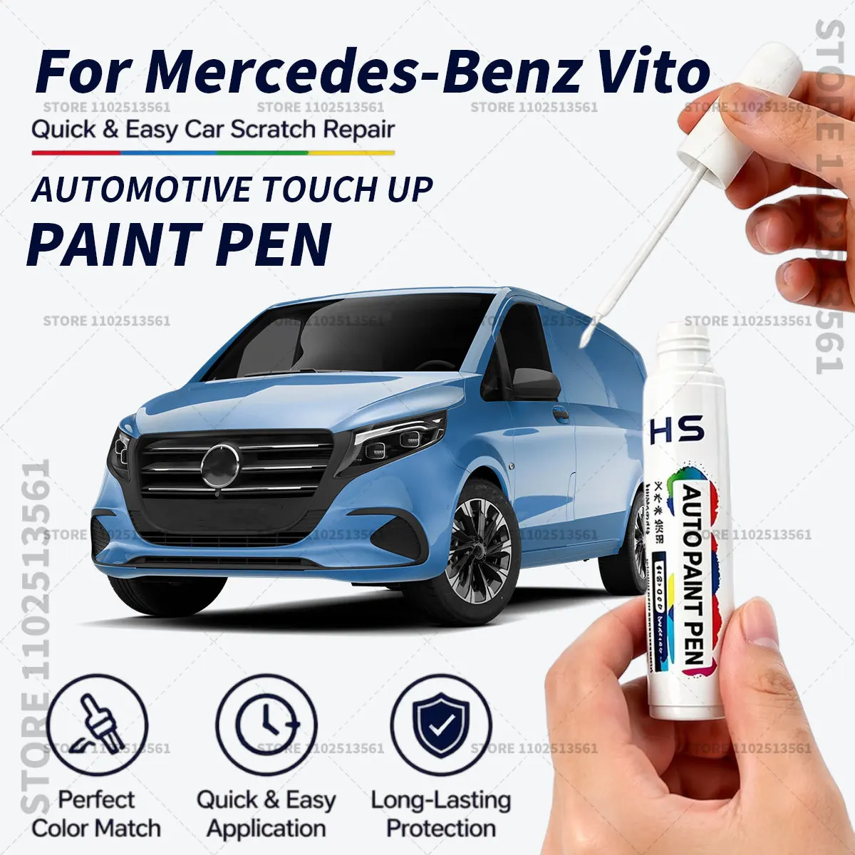 For Mercedes-Benz Vito Touch Up Paint Pen Quick Repair Car Scratch Chip Paint Brush Vintage Blue Sodalite Blue Kalaharii Gold
For Mercedes-Benz Vito Touch Up Paint Pen Quick Repair Car Scratch Chip Paint Brush Vintage Blue Sodalite Blue Kalaharii Gold