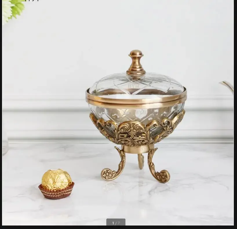 Brass Crystal Glass Fruit Bowl Three-legged Fruit Plate Dried Fruit Plate with Cover Snack Tray Dim Sum Plates Dessert Bowl Dish
Brass Crystal Glass Fruit Bowl Three-legged Fruit Plate Dried Fruit Plate with Cover Snack Tray Dim Sum Plates Dessert Bowl Dish
