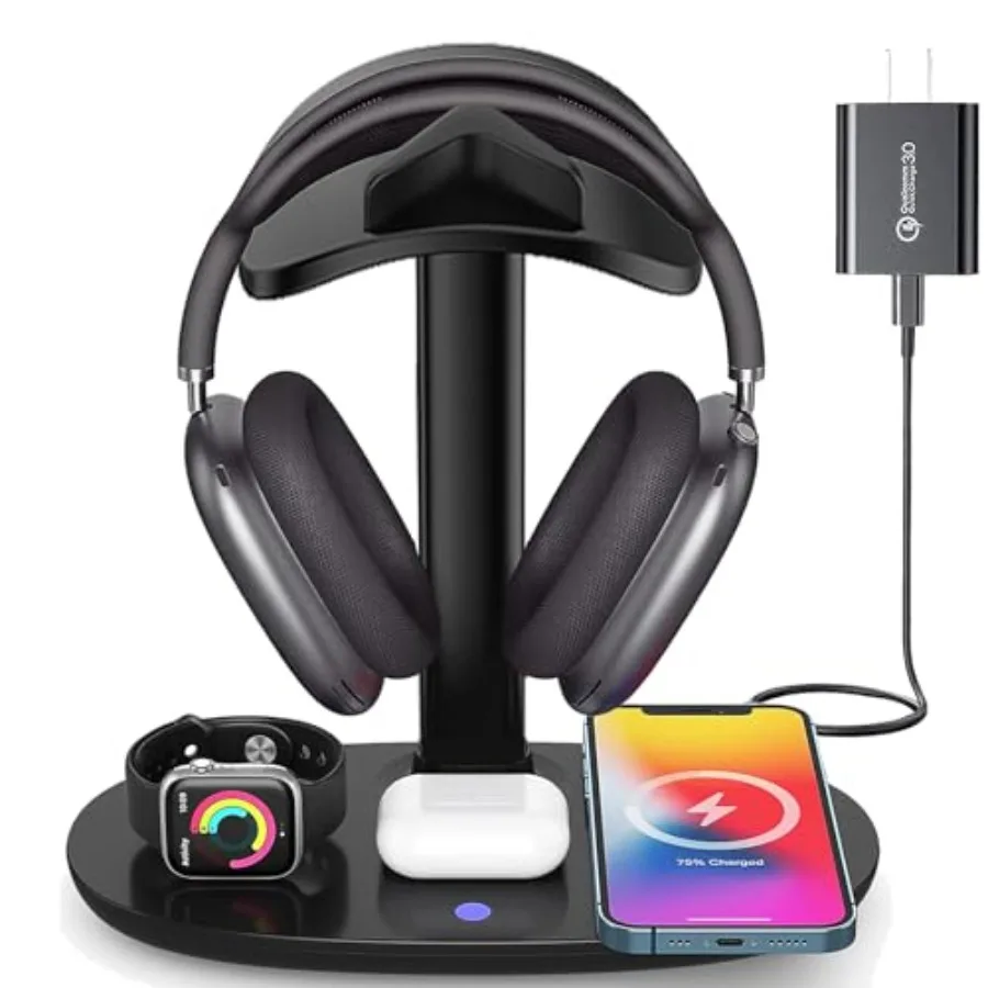 Airpod Max Charger Stand with 15w Wireless Charger 4 in 1 Headset Holder for Apple Accessories Charging with AirPods Max/Pro/iW
Airpod Max Charger Stand with 15w Wireless Charger 4 in 1 Headset Holder for Apple Accessories Charging with AirPods Max/Pro/iW