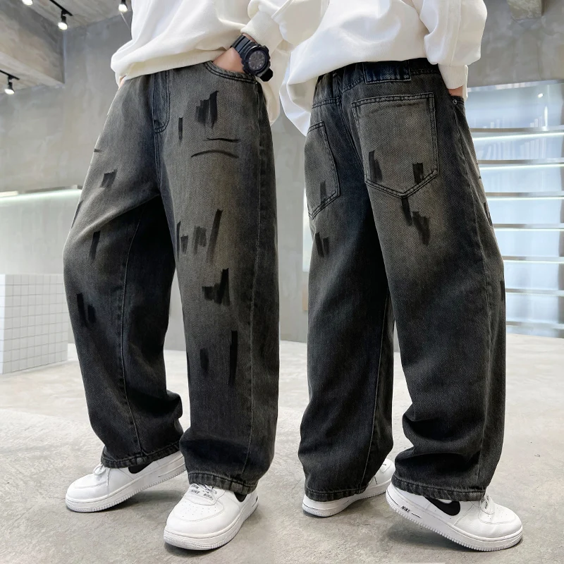 New Autumn Children Straight Leg Black Gradient Jeans with Drawings for Big Boys Casual Elegant Denim Pants Kids Age 5 to 14 Y
New Autumn Children Straight Leg Black Gradient Jeans with Drawings for Big Boys Casual Elegant Denim Pants Kids Age 5 to 14 Y