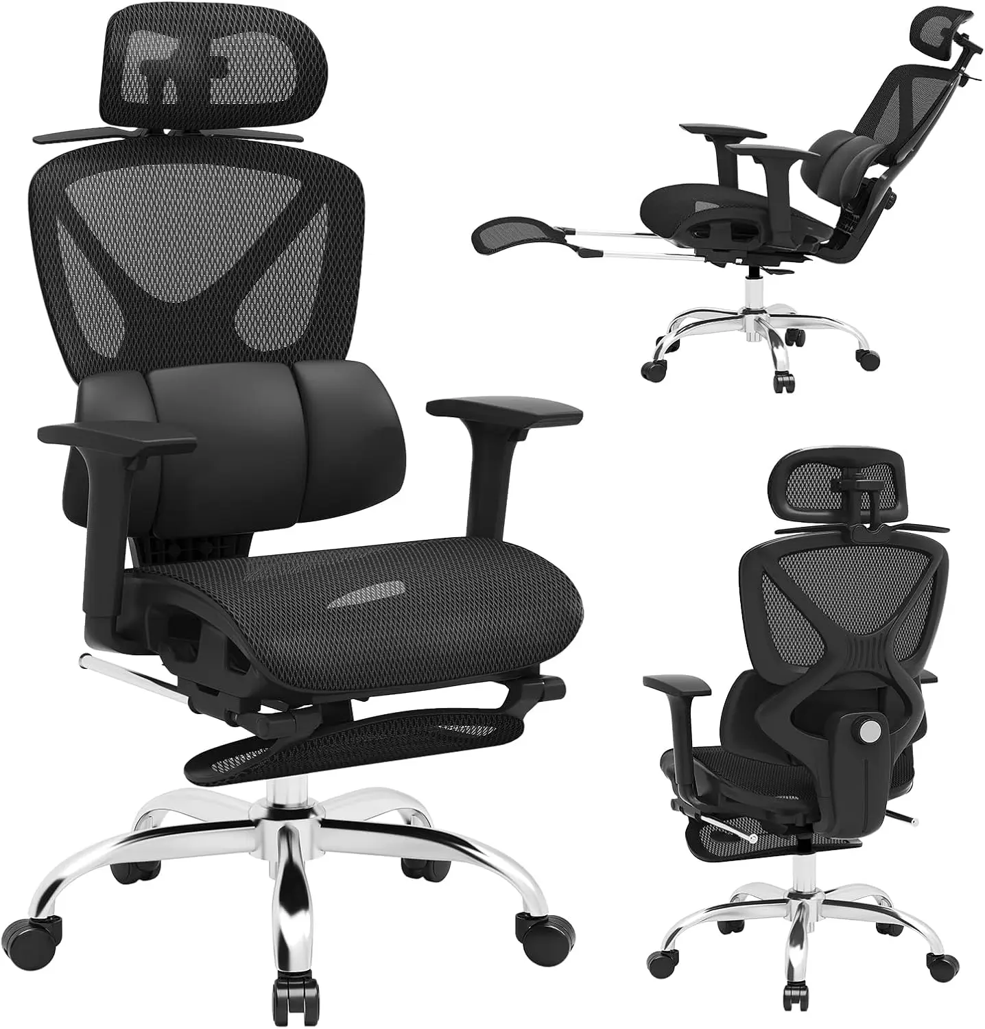 Ergonomic Mesh Office Chair, Home Desk Chair Comfy with Adjustable Lumbar Support 3D Headrest and Armrests
Ergonomic Mesh Office Chair, Home Desk Chair Comfy with Adjustable Lumbar Support 3D Headrest and Armrests