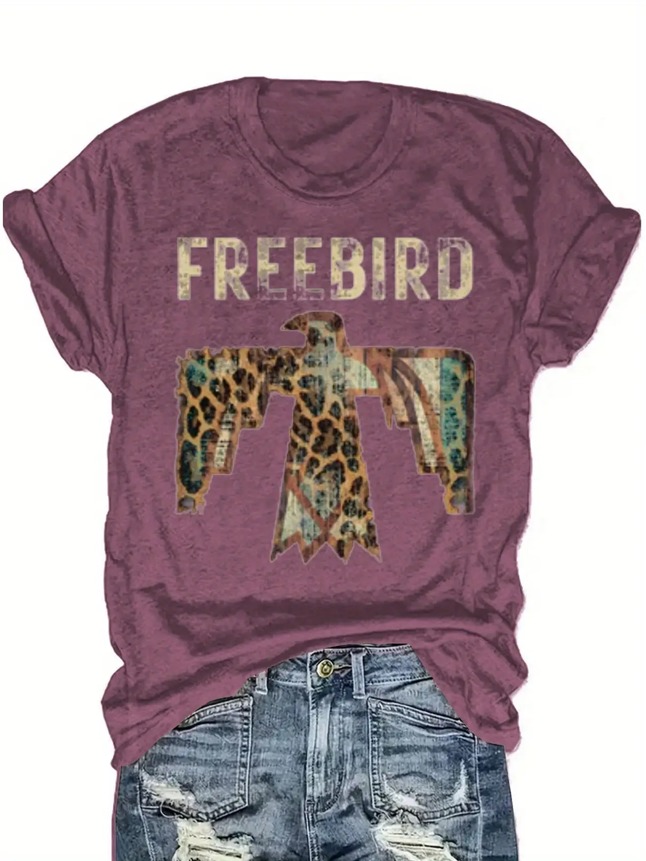 Plus size women's short sleeve T-shirt Freebird Leopard Bird Pattern Print breathable fabric summer outfits women's clothing
Plus size women's short sleeve T-shirt Freebird Leopard Bird Pattern Print breathable fabric summer outfits women's clothing