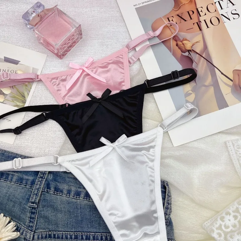 Luxurious silk adjustment with women's underwear, low waist peach hip thong, women's bow tie T-shirt
Luxurious silk adjustment with women's underwear, low waist peach hip thong, women's bow tie T-shirt