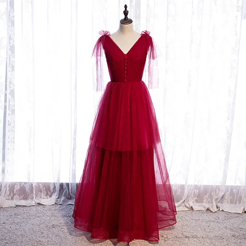 Customized Evening Dress Wine Red Tulle V-Neck Floor-Length Sleeveless Lace up A-Line Button Woman Plus size Party Formal Gown
Customized Evening Dress Wine Red Tulle V-Neck Floor-Length Sleeveless Lace up A-Line Button Woman Plus size Party Formal Gown