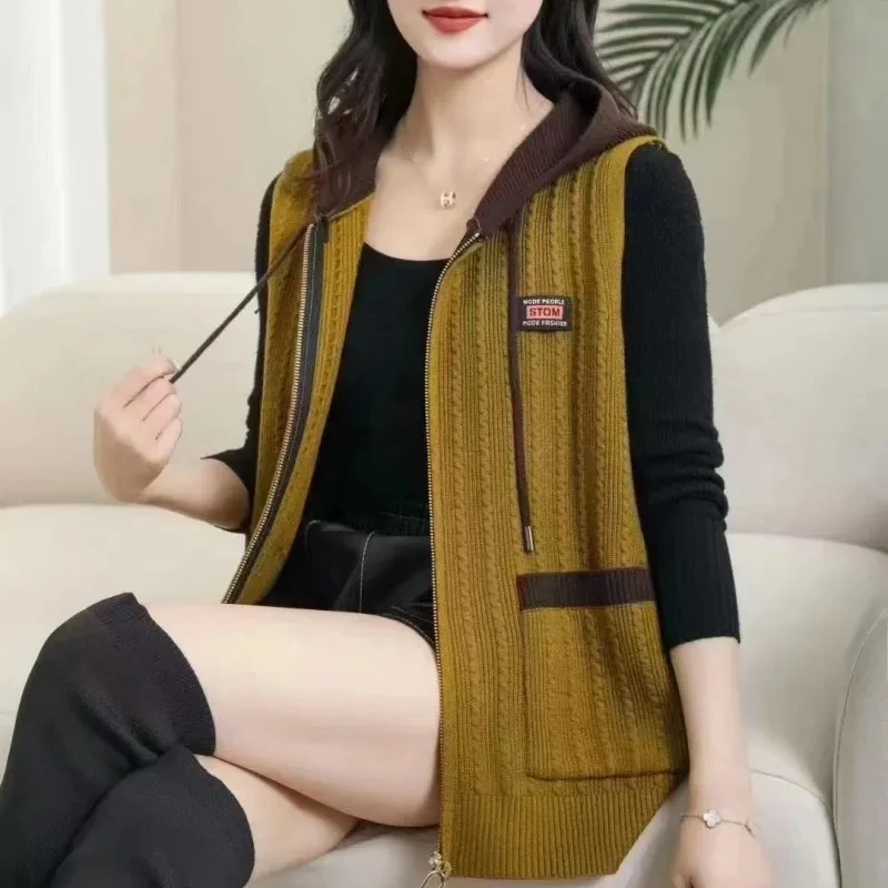 2024 Autumn and Winter New Ladies Loose Big Pocket Vest Sweater Coat Women Shawl Sleeveless Hooded Knit Cardigan Top
2024 Autumn and Winter New Ladies Loose Big Pocket Vest Sweater Coat Women Shawl Sleeveless Hooded Knit Cardigan Top