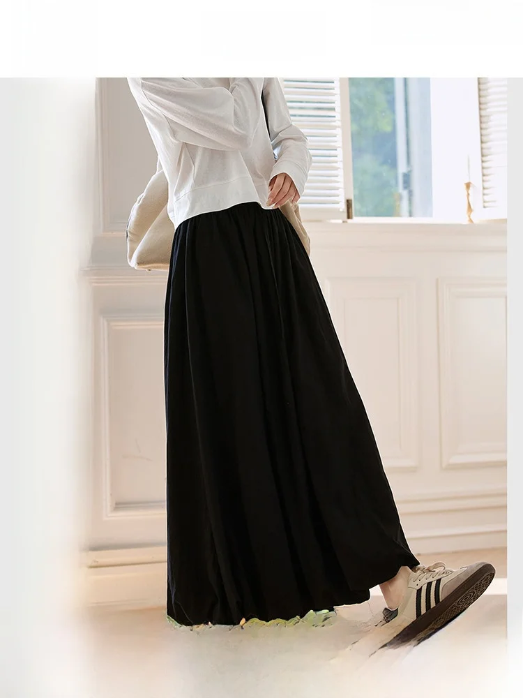 Elegant Black High Waist A-Line Midi Skirt Women's Spring New Style Drapey Slimming Versatile Bloomer Skirt Fashionable
Elegant Black High Waist A-Line Midi Skirt Women's Spring New Style Drapey Slimming Versatile Bloomer Skirt Fashionable