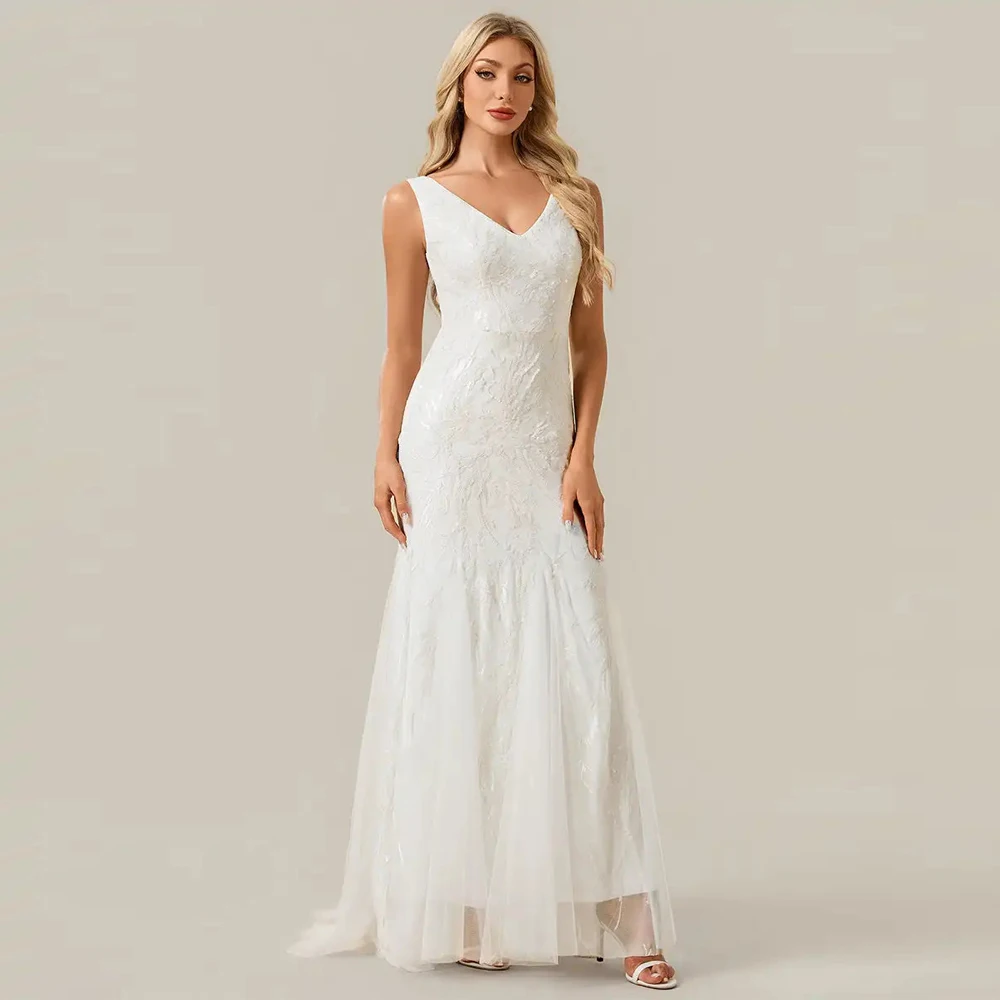 BAZIIINGAAA Wedding Dress Strapless High Stretch Sequin Floral Fishtail V-Neck Back zipper White Floor-Length Wedding Dresses
BAZIIINGAAA Wedding Dress Strapless High Stretch Sequin Floral Fishtail V-Neck Back zipper White Floor-Length Wedding Dresses