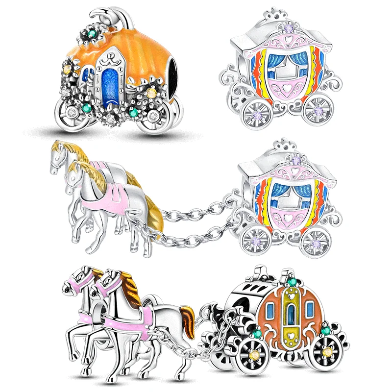 925 Sterling Silver Pumpkin Carriage Beads Gift Horse-drawn carriage Charms Fit Original Pendant Jewelry Make Up
925 Sterling Silver Pumpkin Carriage Beads Gift Horse-drawn carriage Charms Fit Original Pendant Jewelry Make Up