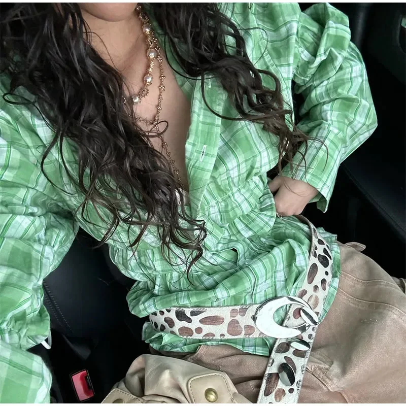 Fashion Plaid Layered Ruffle Top Lapel Long Sleeve V-neck Singel Breasted Casual Jacket 2025 New Summer Lady Outwear Y2k Coat
Fashion Plaid Layered Ruffle Top Lapel Long Sleeve V-neck Singel Breasted Casual Jacket 2025 New Summer Lady Outwear Y2k Coat