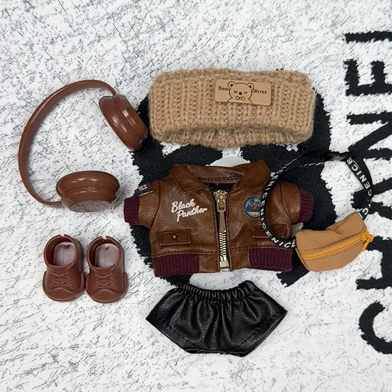 Clothes For Labubu Dolls Trendy Cool Style Outfit Sets For 15/17cm 1st-3rd Gen Brown Knitted Hat Brown Headphones Brown Leather
Clothes For Labubu Dolls Trendy Cool Style Outfit Sets For 15/17cm 1st-3rd Gen Brown Knitted Hat Brown Headphones Brown Leather