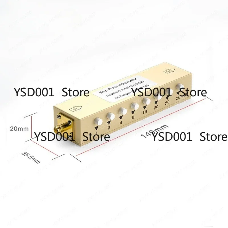 Push Button RF Variable Attenuator | 2W/5W Power | 30dB/60dB/90dB 1dB Step | 3GHz 50Ω for Test Equipment
Push Button RF Variable Attenuator | 2W/5W Power | 30dB/60dB/90dB 1dB Step | 3GHz 50Ω for Test Equipment