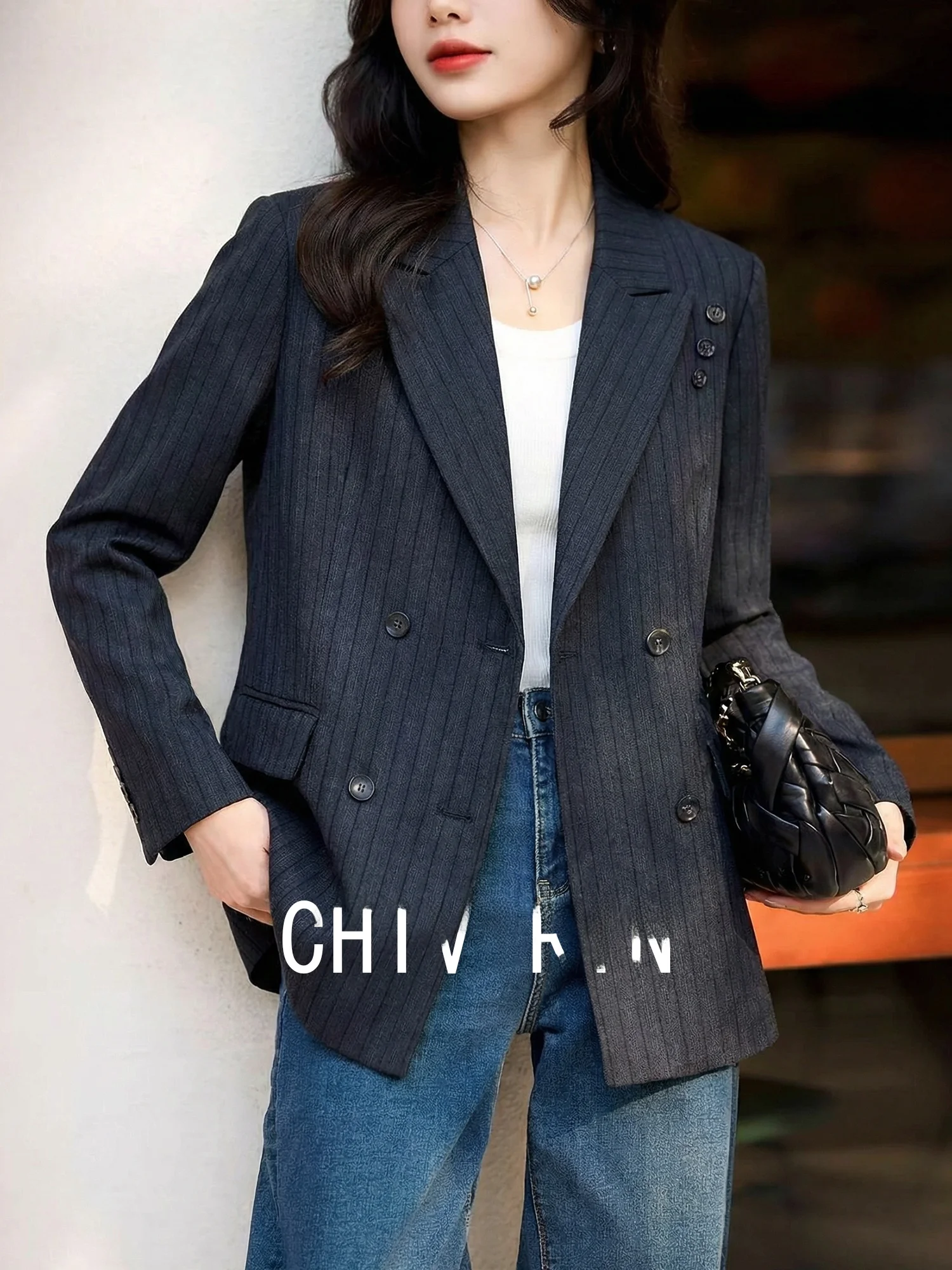 Chivirin Women's Striped Loose Fit Commute Suit Jaet Double Breasted Slimming Casual Spring 2026 Polyester Fiber Stand
Chivirin Women's Striped Loose Fit Commute Suit Jaet Double Breasted Slimming Casual Spring 2026 Polyester Fiber Stand