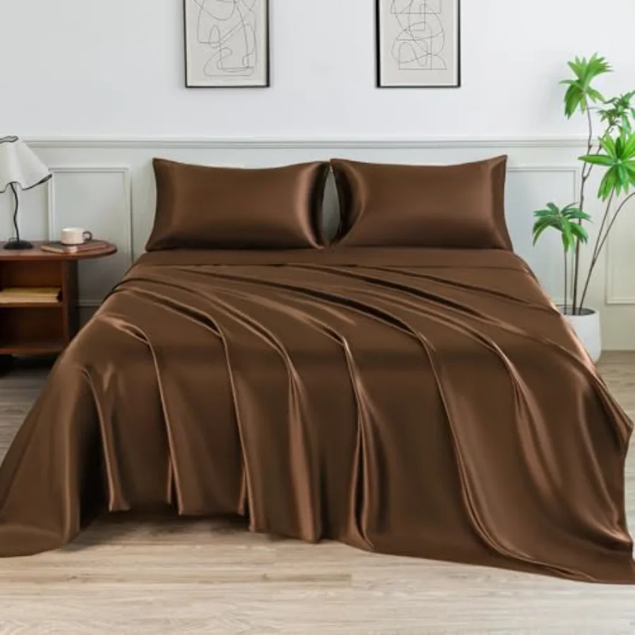 Satin Sheets Size Bed Set, Similar to Silk Sheets, 4Pcs Luxury Satin Sheet Set with 15 Inch Deep Pocket
Satin Sheets Size Bed Set, Similar to Silk Sheets, 4Pcs Luxury Satin Sheet Set with 15 Inch Deep Pocket