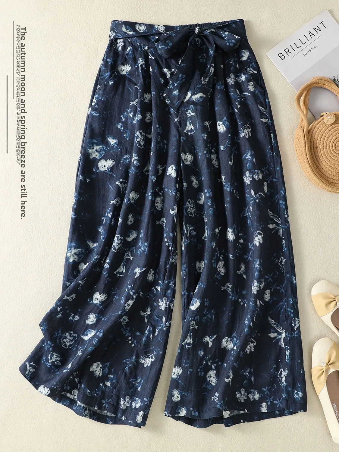 Retro Watercolor Print Flax Wide Leg Pants Skirt Women's Summer Elastic Waist Belted Straight Leg Pants Draping Breathable Ni...
Retro Watercolor Print Flax Wide Leg Pants Skirt Women's Summer Elastic Waist Belted Straight Leg Pants Draping Breathable Ni...