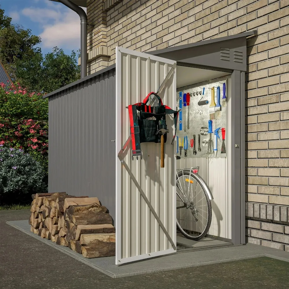 4 x 8 ft Outdoor Metal Storage Shed Lean, Small Metal Wall Side Door Sheds & Garden Tool Shed with Galvanized Floor Frame
4 x 8 ft Outdoor Metal Storage Shed Lean, Small Metal Wall Side Door Sheds & Garden Tool Shed with Galvanized Floor Frame