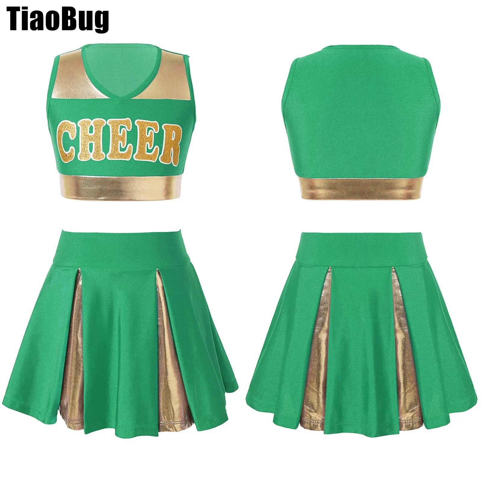 Kid Girls Letter Print Dance Outfits Cheerleading Patchwork Style Sleeveless V Neck Crop Top with Elastic Waistband Skirt
Kid Girls Letter Print Dance Outfits Cheerleading Patchwork Style Sleeveless V Neck Crop Top with Elastic Waistband Skirt