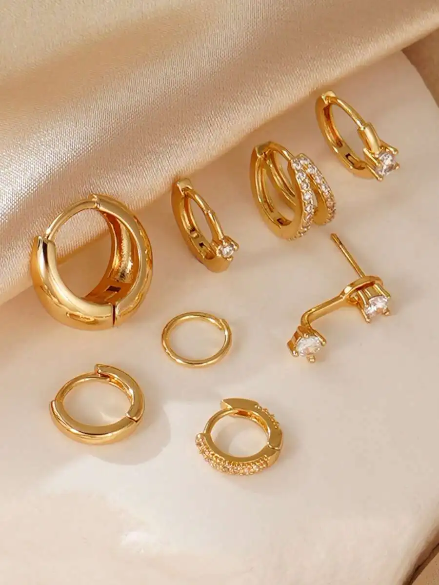 8pcs Cubic Zirconia Hoop And Stud Earrings Set For Women Fashion Layering Jewelry
8pcs Cubic Zirconia Hoop And Stud Earrings Set For Women Fashion Layering Jewelry