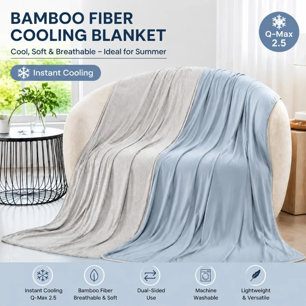 Cooling Bamboo Fiber Blanket Summer Cooling Throw Q-Max 0.25 Lightweight Breathable Ice Silk Blanket for Bed Sofa Office Gift
Cooling Bamboo Fiber Blanket Summer Cooling Throw Q-Max 0.25 Lightweight Breathable Ice Silk Blanket for Bed Sofa Office Gift