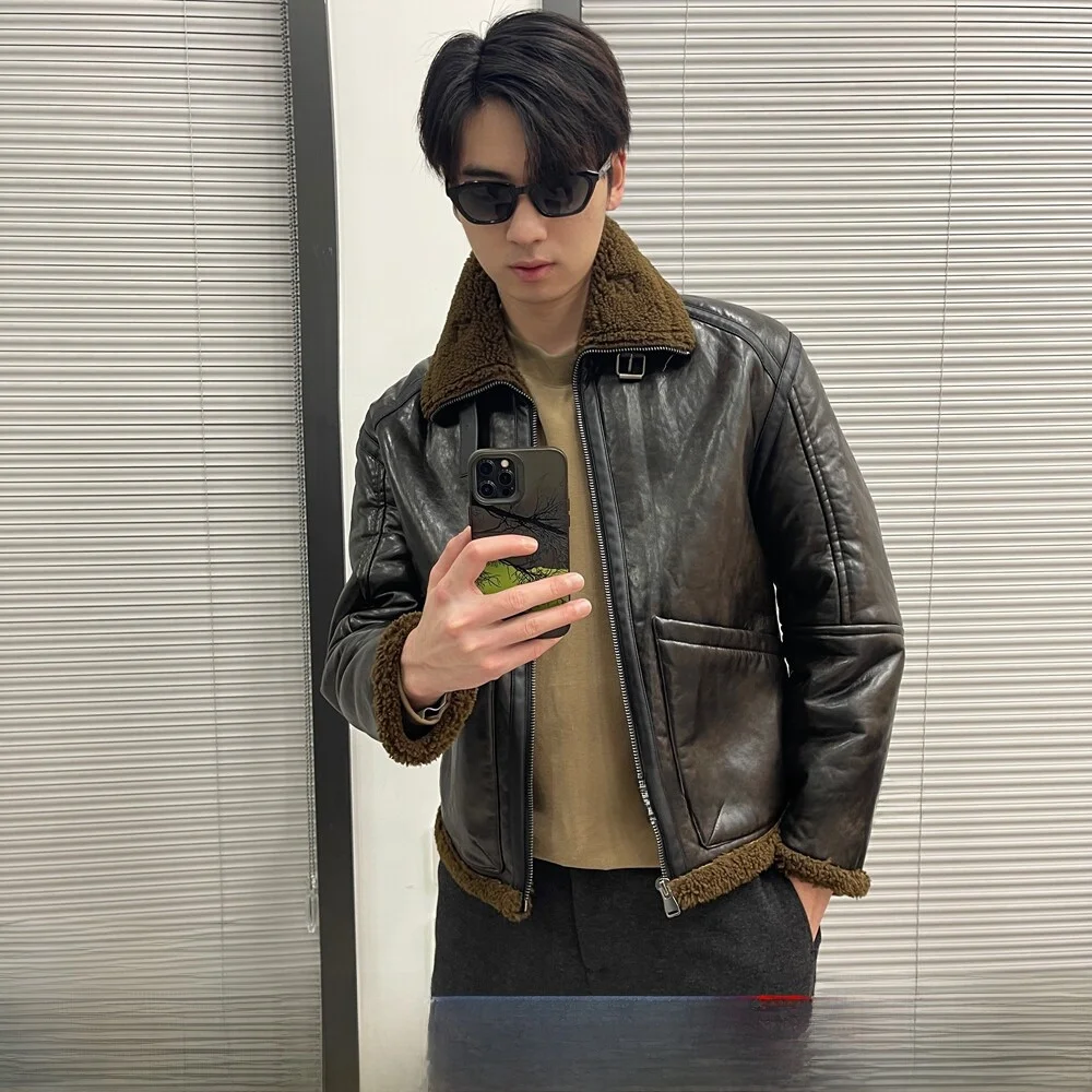 Men's B3 Pilot Jaet Thiened Lamb Velvet Coat Waed Leather Fur Inteated Autumn Winter Faion Urban Sle Long Sve ...
Men's B3 Pilot Jaet Thiened Lamb Velvet Coat Waed Leather Fur Inteated Autumn Winter Faion Urban Sle Long Sve ...