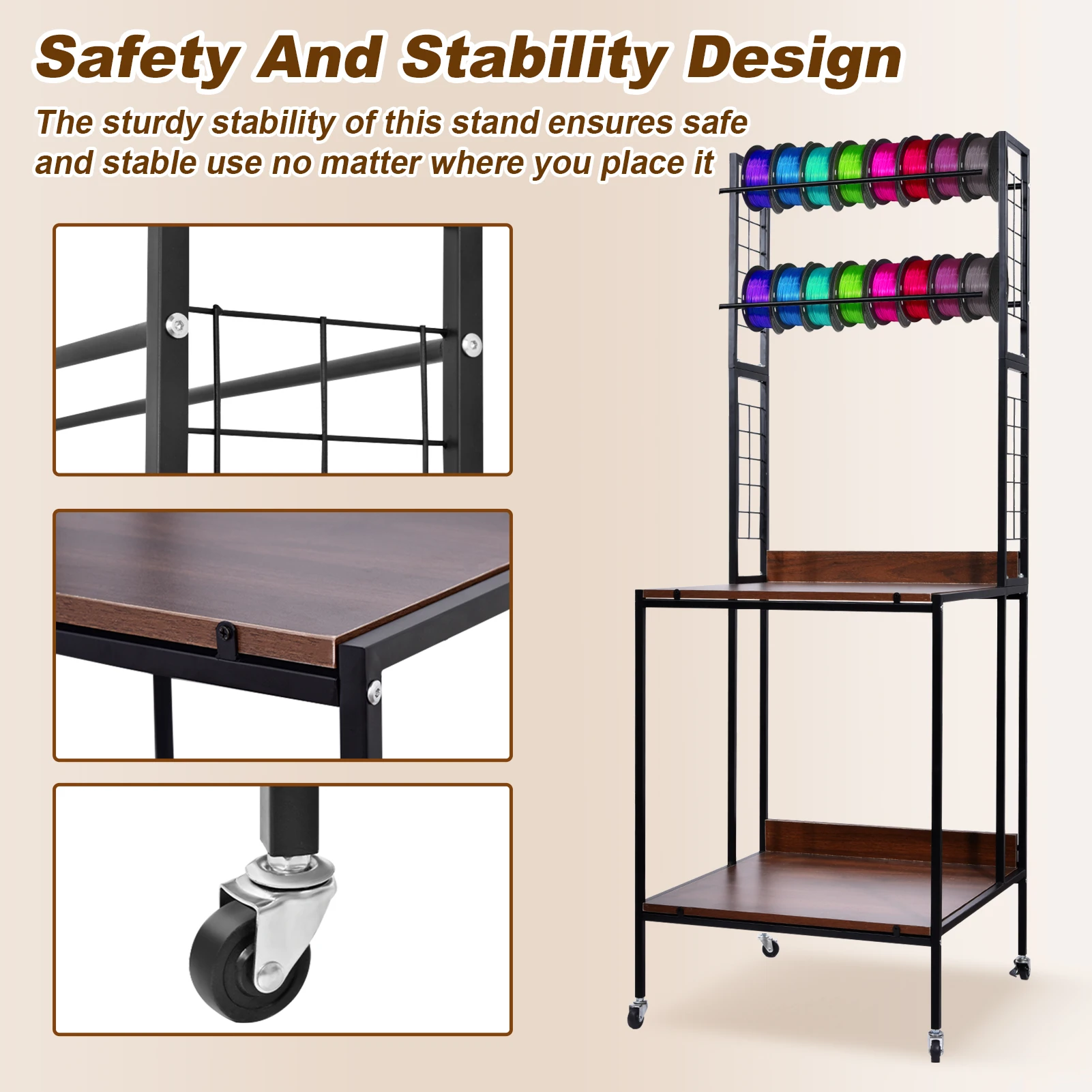 Mobile Printer Stand with Wheels Heavy Duty 3D Printer Cart Filament Storage Rack Organizer Shelf for Office Workshop Garage
Mobile Printer Stand with Wheels Heavy Duty 3D Printer Cart Filament Storage Rack Organizer Shelf for Office Workshop Garage