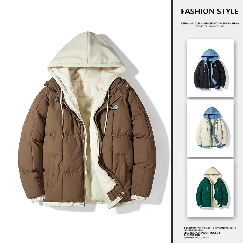 Winter Men's Casual Cotton Jacket Versatile Fashion Trend False Two-piece Design Hooded Warm Cotton Clothing Winter Jacket Men
Winter Men's Casual Cotton Jacket Versatile Fashion Trend False Two-piece Design Hooded Warm Cotton Clothing Winter Jacket Men