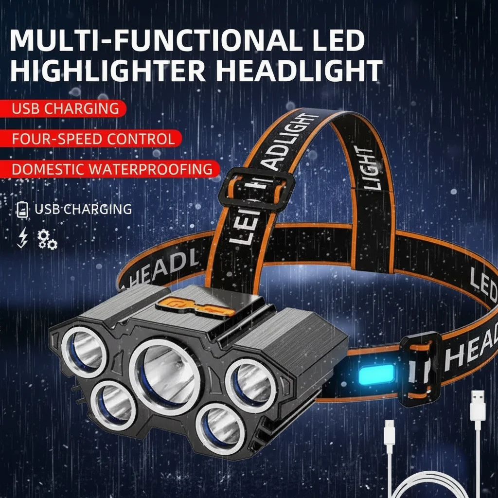 НОВЫЙ 5 светодиодный налобный фонарь, уличный водонепроницаемый тактический фонарик для рыбалки, USB перезаряжаемый фонарик высокой мощности, личная защита с головой
НОВЫЙ 5 светодиодный налобный фонарь, уличный водонепроницаемый тактический фонарик для рыбалки, USB перезаряжаемый фонарик высокой мощности, личная защита с головой