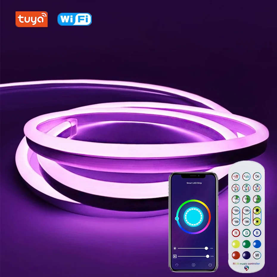 DC 12V RGB Neon light Dimmable Led Strip TUYA WiFi,Bluetooth,Remote Control Flexible 1m 2m 3m 4m 5m Home Lighting Decoration
DC 12V RGB Neon light Dimmable Led Strip TUYA WiFi,Bluetooth,Remote Control Flexible 1m 2m 3m 4m 5m Home Lighting Decoration