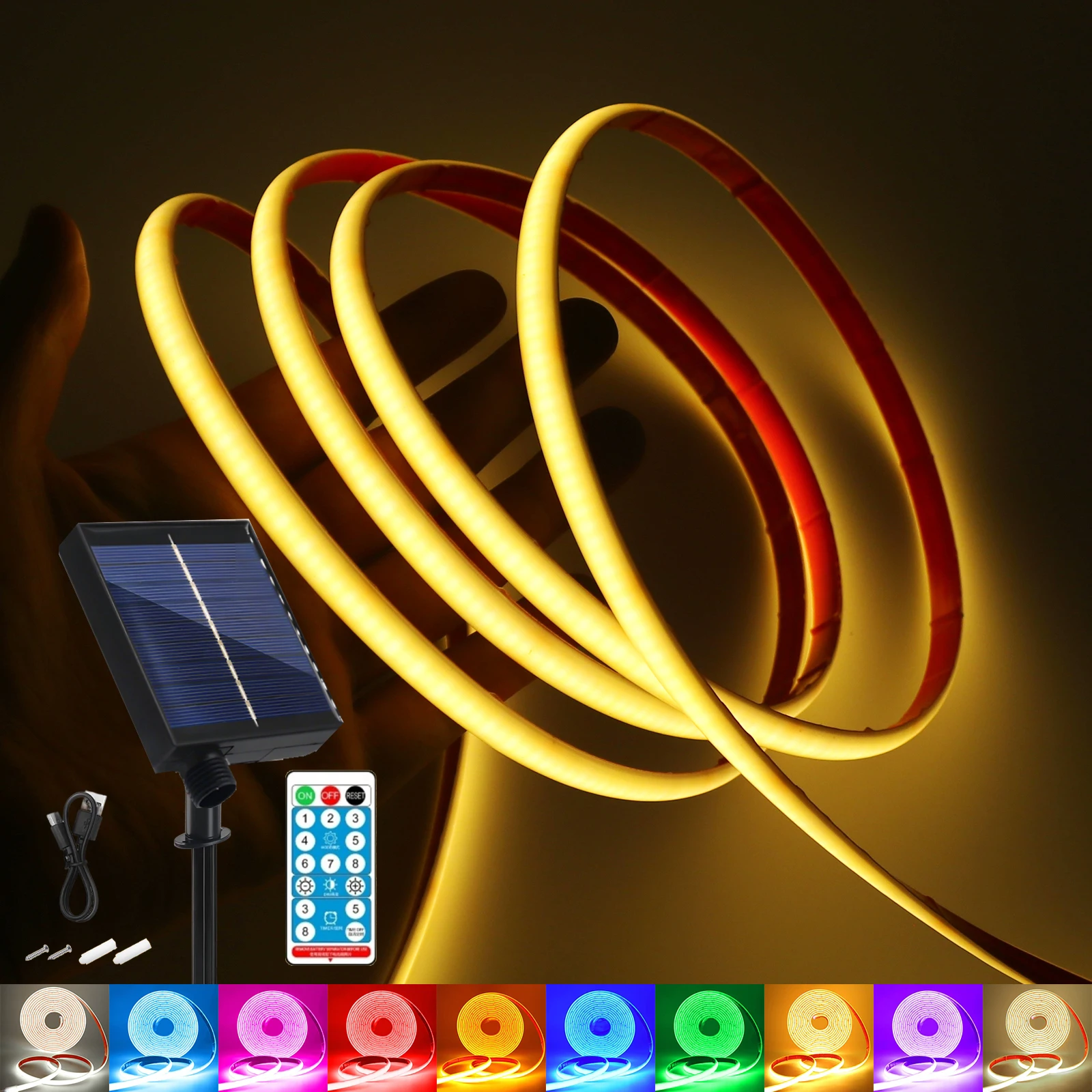 Solar COB Neon Light Strip with Remote Control Ribbon Tape 24V High Density 320LEDs IP67 Red ICE Blue Warm Natural White 0.5m 5m
Solar COB Neon Light Strip with Remote Control Ribbon Tape 24V High Density 320LEDs IP67 Red ICE Blue Warm Natural White 0.5m 5m