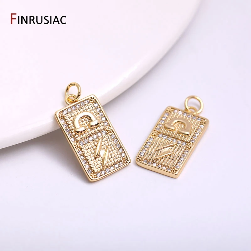 14K Gold Plated Brass Metal Inlaid Zircon Square Lightning Rainbow Pattern Charms Pendant Necklace Making Supplies
14K Gold Plated Brass Metal Inlaid Zircon Square Lightning Rainbow Pattern Charms Pendant Necklace Making Supplies