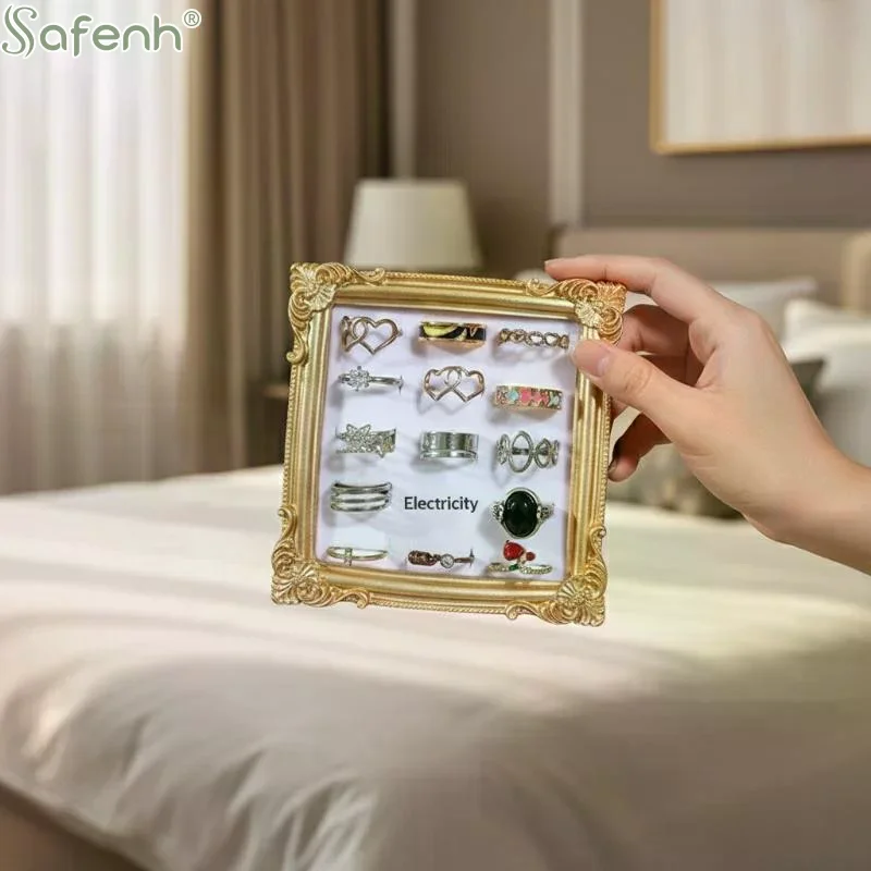 Small Vintage Ring Display Stand With Frame Shape Earring Tray Exquisite Jewelry Organizer for Bedroom Nightstand Decor
Small Vintage Ring Display Stand With Frame Shape Earring Tray Exquisite Jewelry Organizer for Bedroom Nightstand Decor