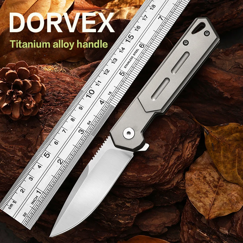 DORVEX Titanium Alloy folding knife D2 Steel Ceramic Bearing Outdoor Camping Survival EDC Tool fruit Pocket knife Unboxing knife
DORVEX Titanium Alloy folding knife D2 Steel Ceramic Bearing Outdoor Camping Survival EDC Tool fruit Pocket knife Unboxing knife