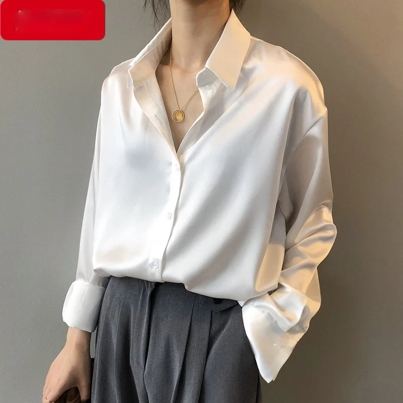 Silk Satin Women White Shirts Summer New 2024 Solid Smooth Loose Straight Elegant Office Lady Fashion Design Outwear Tops
Silk Satin Women White Shirts Summer New 2024 Solid Smooth Loose Straight Elegant Office Lady Fashion Design Outwear Tops