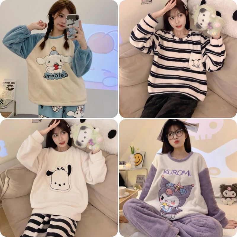 New MINISO Cinnamoroll Home Clothes Y2K Fluffy Pajamas Tops Pants 2 Piece Set Women Plush Sleepwear Suit Female Matching Oufits
New MINISO Cinnamoroll Home Clothes Y2K Fluffy Pajamas Tops Pants 2 Piece Set Women Plush Sleepwear Suit Female Matching Oufits