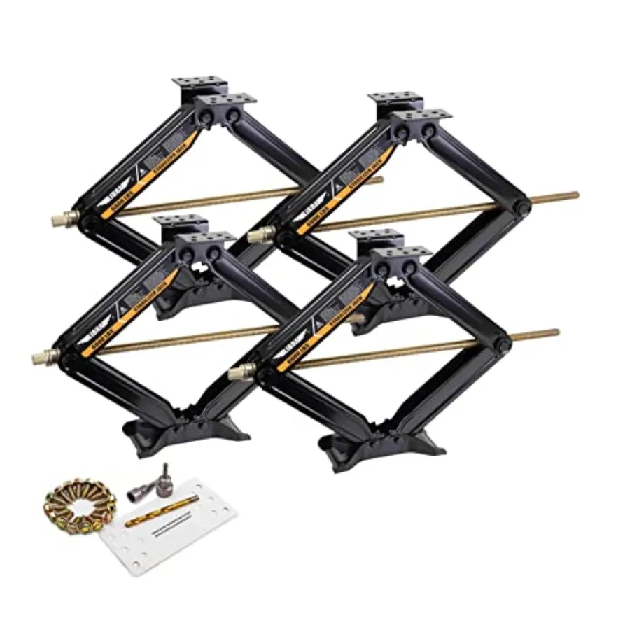 RV trailer stabilizer leveling scissor jacks set, steel, black, 24-inch height, 6000 lbs capacity, dual power drill sockets mou
RV trailer stabilizer leveling scissor jacks set, steel, black, 24-inch height, 6000 lbs capacity, dual power drill sockets mou