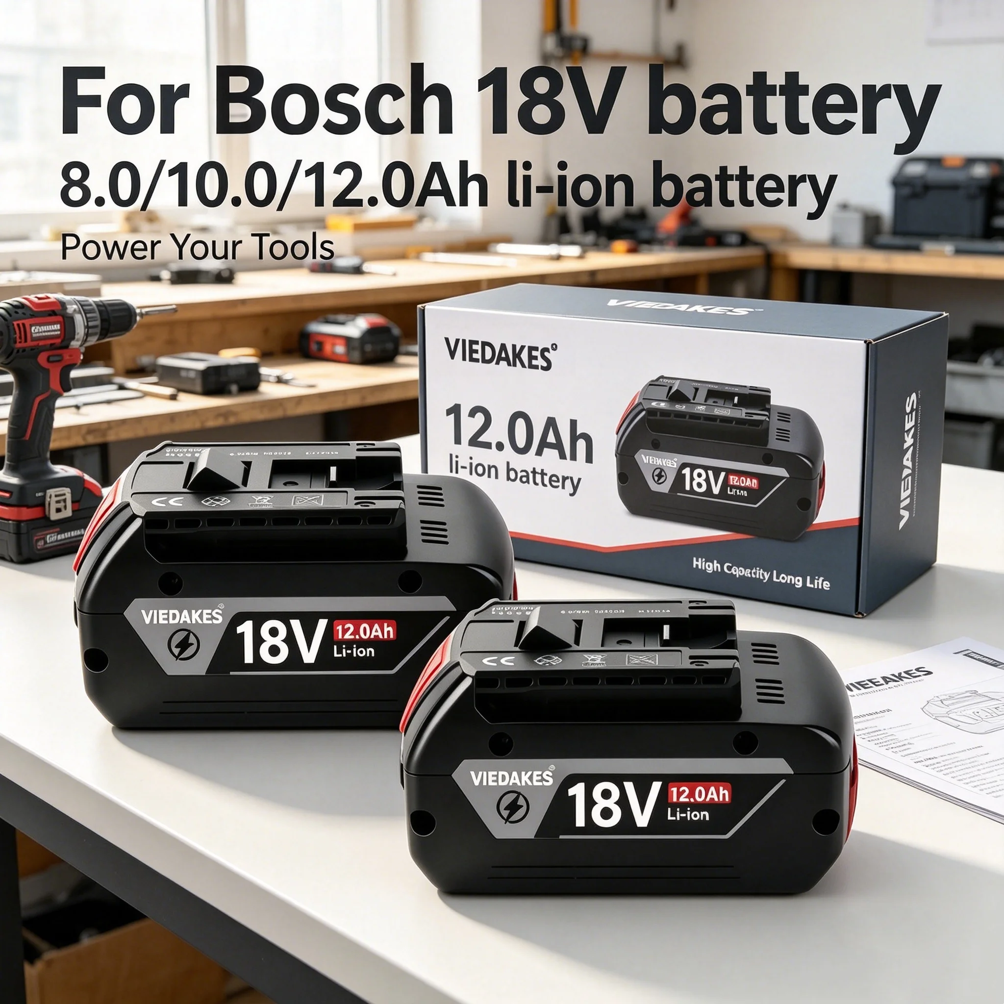 High-power 18V 12.0Ah 100% Original for Bosch rechargeable battery, suit for tool BAT609 BAT618 GBA18V80 NEW 5C power battery
High-power 18V 12.0Ah 100% Original for Bosch rechargeable battery, suit for tool BAT609 BAT618 GBA18V80 NEW 5C power battery