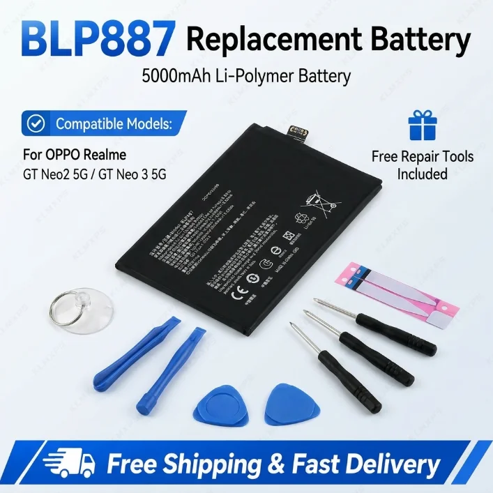 BLP887 Rechargeable Battery 5000mAh Compatible with Realme GT Neo2 5G GT2 Pro GT Neo 3 5G Smartphones
BLP887 Rechargeable Battery 5000mAh Compatible with Realme GT Neo2 5G GT2 Pro GT Neo 3 5G Smartphones