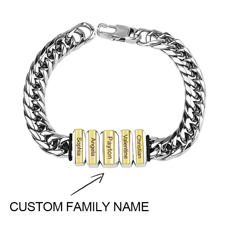Custom Name Cuban Bracelet Personalized Family Names Beaded Bracelet Stainless Steel Hip Hop Men Bracelet jewelry Memory Gift
Custom Name Cuban Bracelet Personalized Family Names Beaded Bracelet Stainless Steel Hip Hop Men Bracelet jewelry Memory Gift