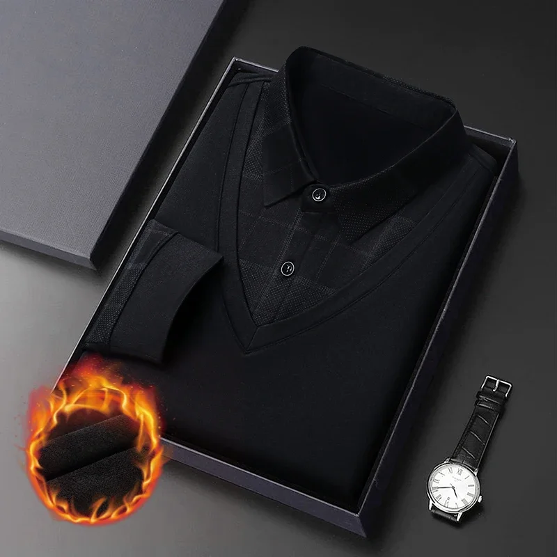 Men's Autumn and Winter Business Casual Plush and Thick Fake Two-piece POLO Bottom Top
Men's Autumn and Winter Business Casual Plush and Thick Fake Two-piece POLO Bottom Top