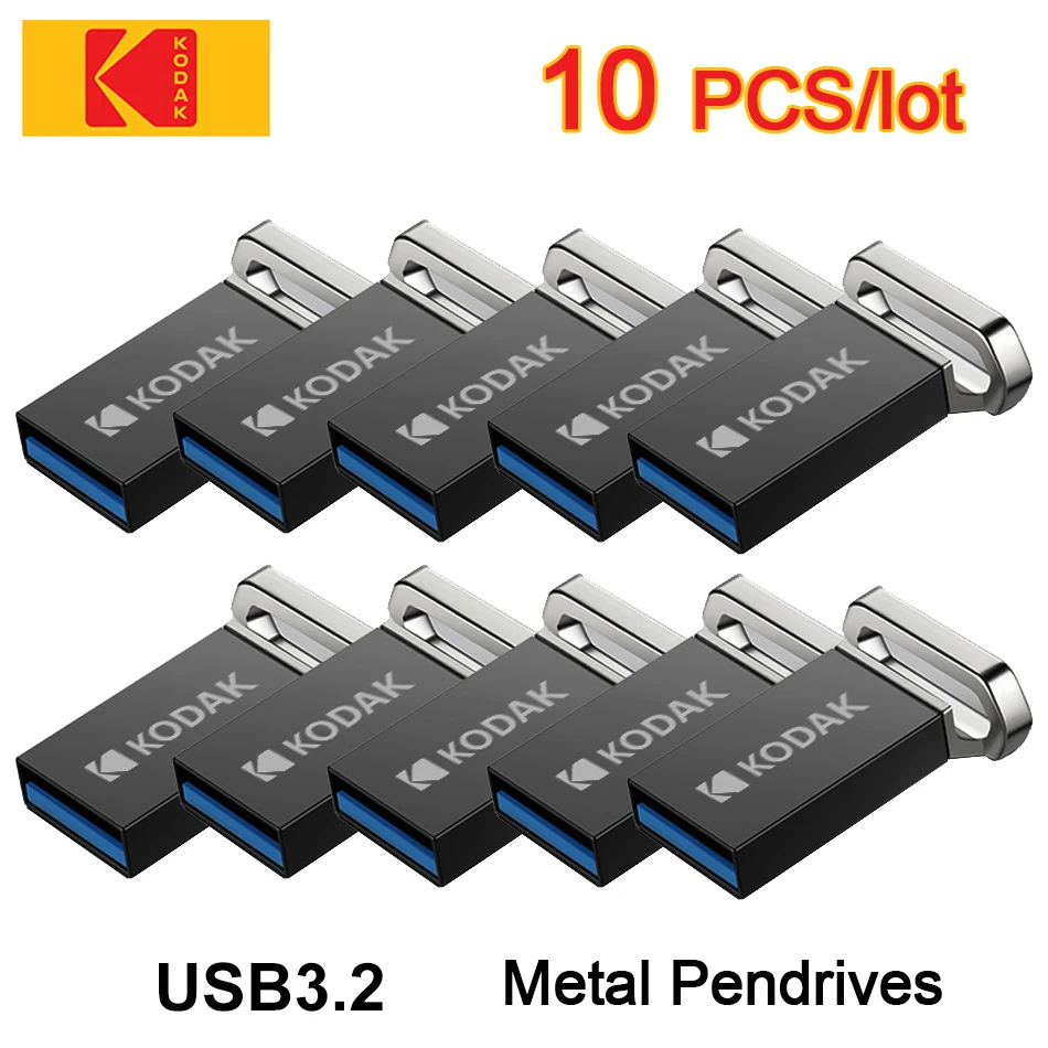 10Pcs/Lot KODAK USB3.2 Flash Drive 32GB 64GB 128G MINI High Speed 140Mb/s Metal Pendrive Memory Stick for Car Laptop Desktop PC
10Pcs/Lot KODAK USB3.2 Flash Drive 32GB 64GB 128G MINI High Speed 140Mb/s Metal Pendrive Memory Stick for Car Laptop Desktop PC