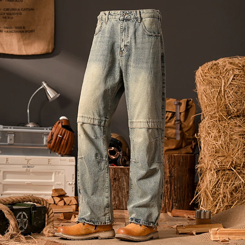 High street retro distressed loose straight leg jeans for men, street fashion casual washed Korean version fashionable pants
High street retro distressed loose straight leg jeans for men, street fashion casual washed Korean version fashionable pants