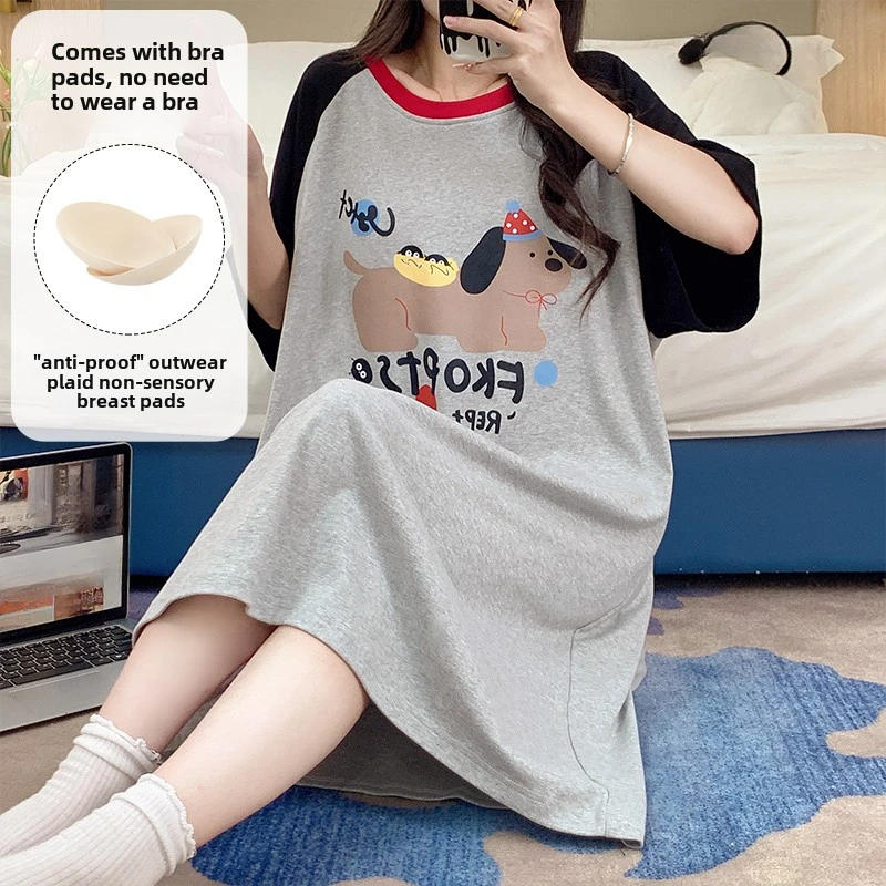 Women Short Sleeve Nightgowns With Chest Pads Female Summer Cartoon Print Homewear Girl Cute Nightdress Plus Size 3XL Loungewear
Women Short Sleeve Nightgowns With Chest Pads Female Summer Cartoon Print Homewear Girl Cute Nightdress Plus Size 3XL Loungewear