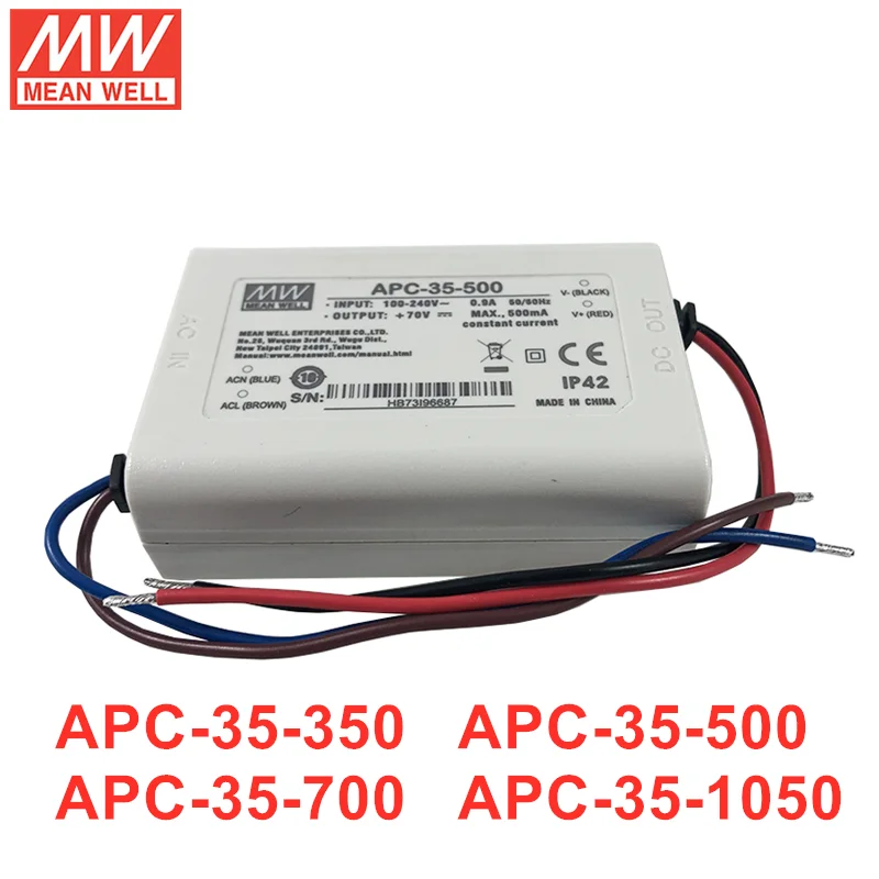 MEAN WELL APC-35 Series 35 Вт Источник питания постоянного тока с выходом Светодиодный драйвер APC-35-350 APC-35-500 APC-35-700 APC-35-1050
MEAN WELL APC-35 Series 35 Вт Источник питания постоянного тока с выходом Светодиодный драйвер APC-35-350 APC-35-500 APC-35-700 APC-35-1050