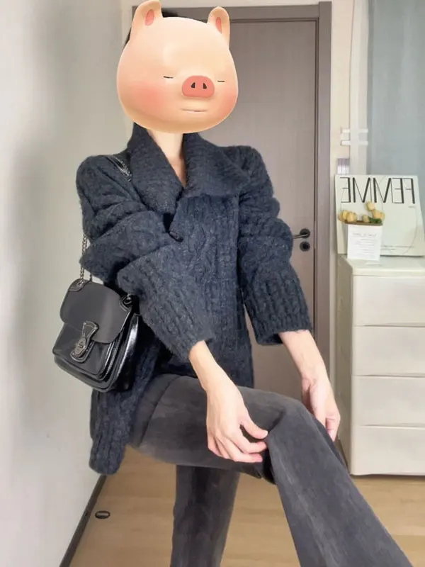 Korean Sle Lazy Chic Button up Long Sve Loose Knitwear Faionable Spring Top Cotton Liner Commute Sle Knitted Sweater
Korean Sle Lazy Chic Button up Long Sve Loose Knitwear Faionable Spring Top Cotton Liner Commute Sle Knitted Sweater