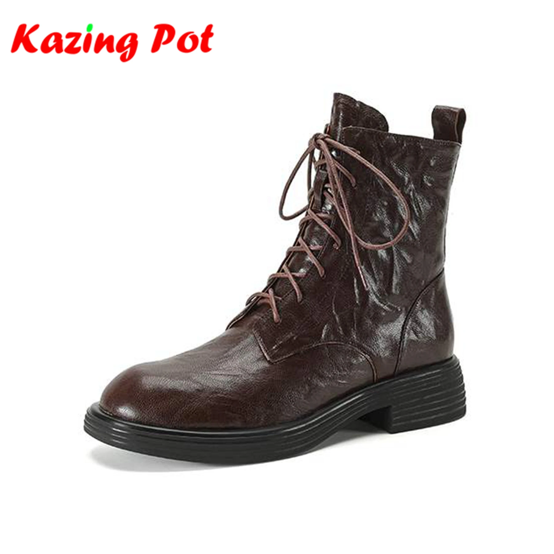 Krazing Pot Sheepskin Chunky Heels Modern Chelsea Boots Casual Winter Lace Up Autumn Rome High Street Fashion Women Ankle Boots
Krazing Pot Sheepskin Chunky Heels Modern Chelsea Boots Casual Winter Lace Up Autumn Rome High Street Fashion Women Ankle Boots