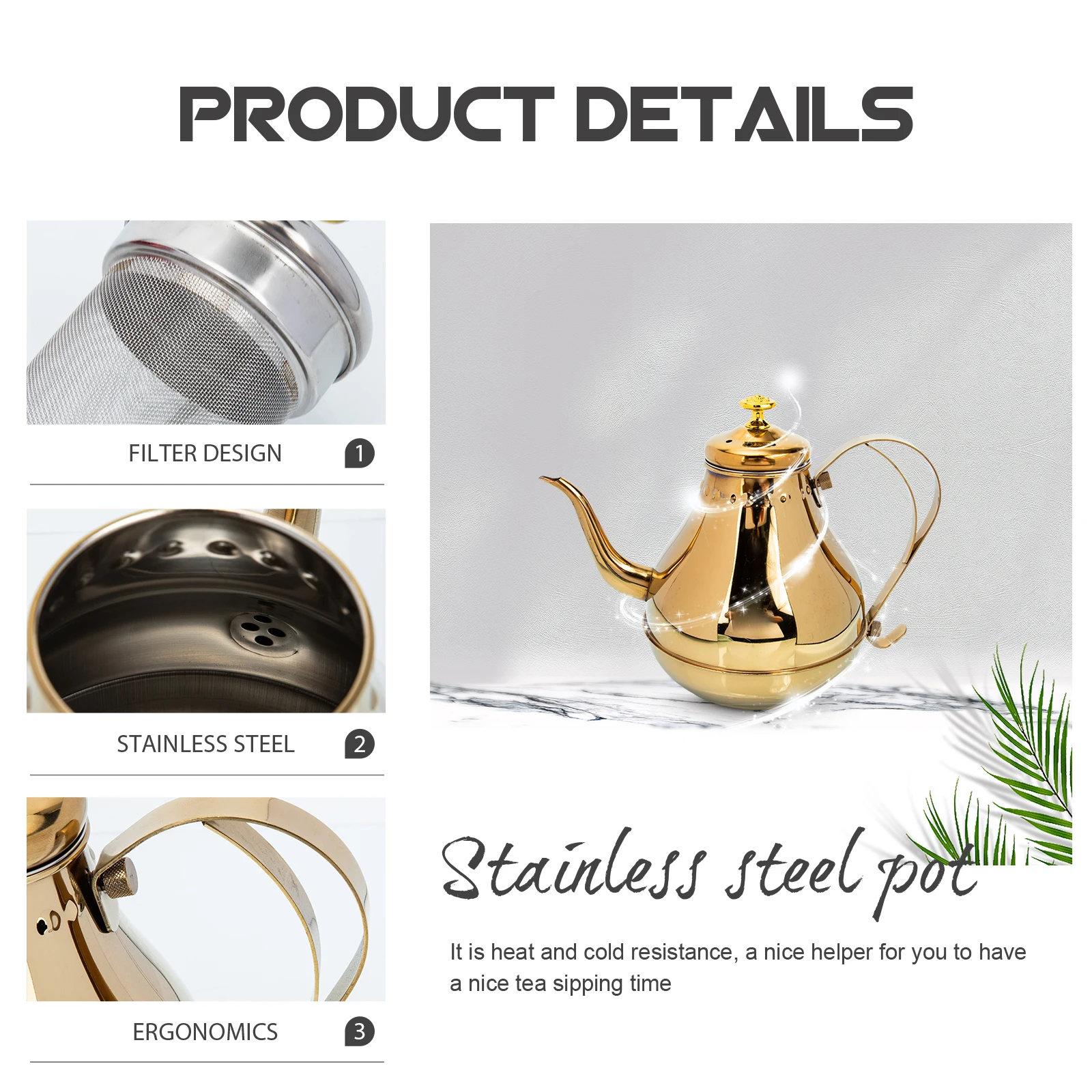 Large Capacity Stainless Steel Tea Home Use Milk Tea Pot With Strainer Heat Resistant Portable Water Kettle Household Anti-Scald
Large Capacity Stainless Steel Tea Home Use Milk Tea Pot With Strainer Heat Resistant Portable Water Kettle Household Anti-Scald
