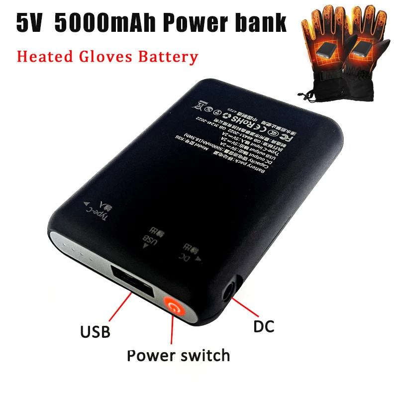 Heated Gloves Battery Power Bank 5V 5000mAh Li-Polymer Batteries for Heating Vest Heating Socks Winter Outdoor Mobile Power
Heated Gloves Battery Power Bank 5V 5000mAh Li-Polymer Batteries for Heating Vest Heating Socks Winter Outdoor Mobile Power